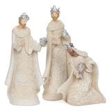 7-Piece Elegant Ivory Nativity Set with Scrollwork Detail 