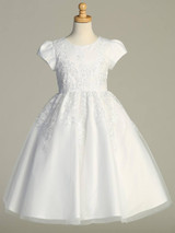 Communion Dress - Embroidered Tulle with Beaded Applique