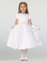 Communion Dress - Satin Bodice with Organza Overlay