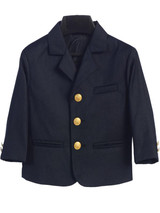 Navy Blue Boy's Blazers is  made of a high quality poly/rayon blend.  Made in the USA

