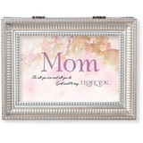 Mother's Day Music Box.  Lid of the box has words "Mom, for all you are and all you do, I just want to say~I LOVE YOU" written on it. Music Box plays Clair de Lune.".  Measurement: 8"L X 6.125"W 2.75"H. Made of Plastic and Metal
