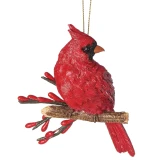 Christmas Cardinal on Branch Ornament 