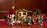 Three Kings 23-Piece Nativity Set with Lighted Stable – 5" Figures