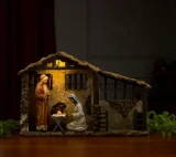 Three Kings Real Life Nativity Lighted Stable - 10"