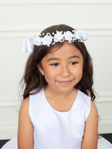 Communion Headpiece, Satin Floral with Pearl and Rhinestone Wreath