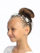 Communion Headpiece - Flowers with Rhinestone and Pearl Accents