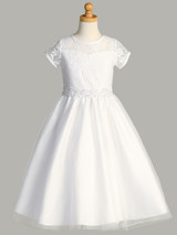 Communion Dress, Embroidered Tulle  with Lace, SP190