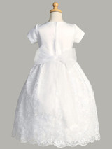 Communion Dress - Satin & Corded Embroidered Tulle with Sequins 