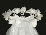  Communion Headpiece, Veil with Satin Flowers and Rhinstones, T330