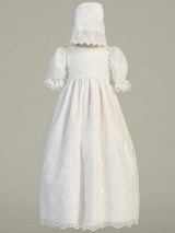 Emily ~ Long Sleeve Embroidered Organza Gown.