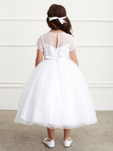 Communion Dress-Floral Lace with Short Sleeves-5833