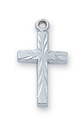 Sterling Silver Etched Simple Cross Baby Bar Pin 