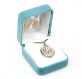 Sterling Silver Round Guardian Angel Medal - 18" Chain