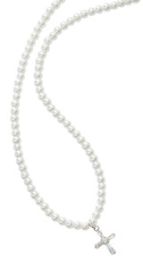 Stretch Pearl and Crystal 16" Necklace