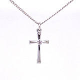 Pewter Cross with Rhinestone Pendant