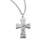 Sterling Silver Footprints in the Sand Cross - 18" Chain
