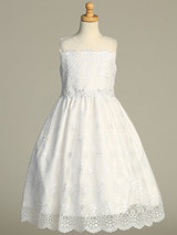 Communion Dress - Embroidered Tulle with Sequins Dress