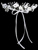 Communion Headpiece - Floral Headpiece with Rhinestone and Pearls