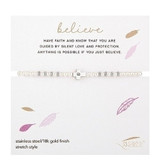 Silver or Gold Pearl Cross Stretch Bracelet