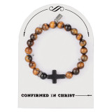 “Confirmed in Christ” Tiger Eye Gemstone Stretch Bracelet