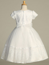 Communion Dress - Satin Cap Sleeve with Embroidered Tulle with Sequins