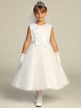 Communion Dress - Embroidered Tulle Bodice with Sequins 