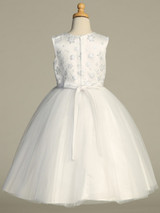 Communion Dress - Embroidered Tulle Bodice with Sequins 