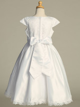 Communion Dress - Cap Sleeve Embroidered Tulle Bodice with Sequins