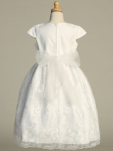 Communion Dress - Satin Cap Sleeve with Corded Embroidered Tulle Skirt