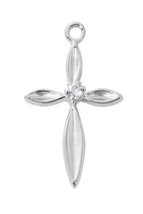 Small Sterling Silver Cross with Cubic Zirconia Center 