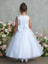 Communion Dress - Satin Bodice with Scattered Lace Applique 