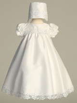 Shelby - Shantung Dress with Embroidered Trim and Sequins 
