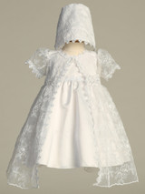 Zara - Satin Dress with Corded Embroidered Tulle Cape 