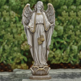 Elegant Tranquil Angel Statue on Pedestal - 23"