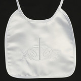 Satin Keepsake Bib with Embroidered Cross