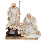 One Piece Fabric Holy Family Nativity Set on Wood Base