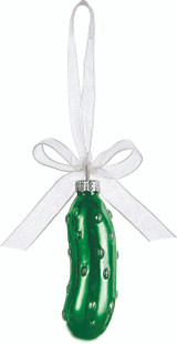 Wonderful ornament for a delightful Christmas Tradition. Made of blown glass, with a ribbon to hang from your tree. Comes in nice gift box.Legend of the Christmas Pickle tradition is printed on the box. Great gift for everyone. New marriage, new child, new home!