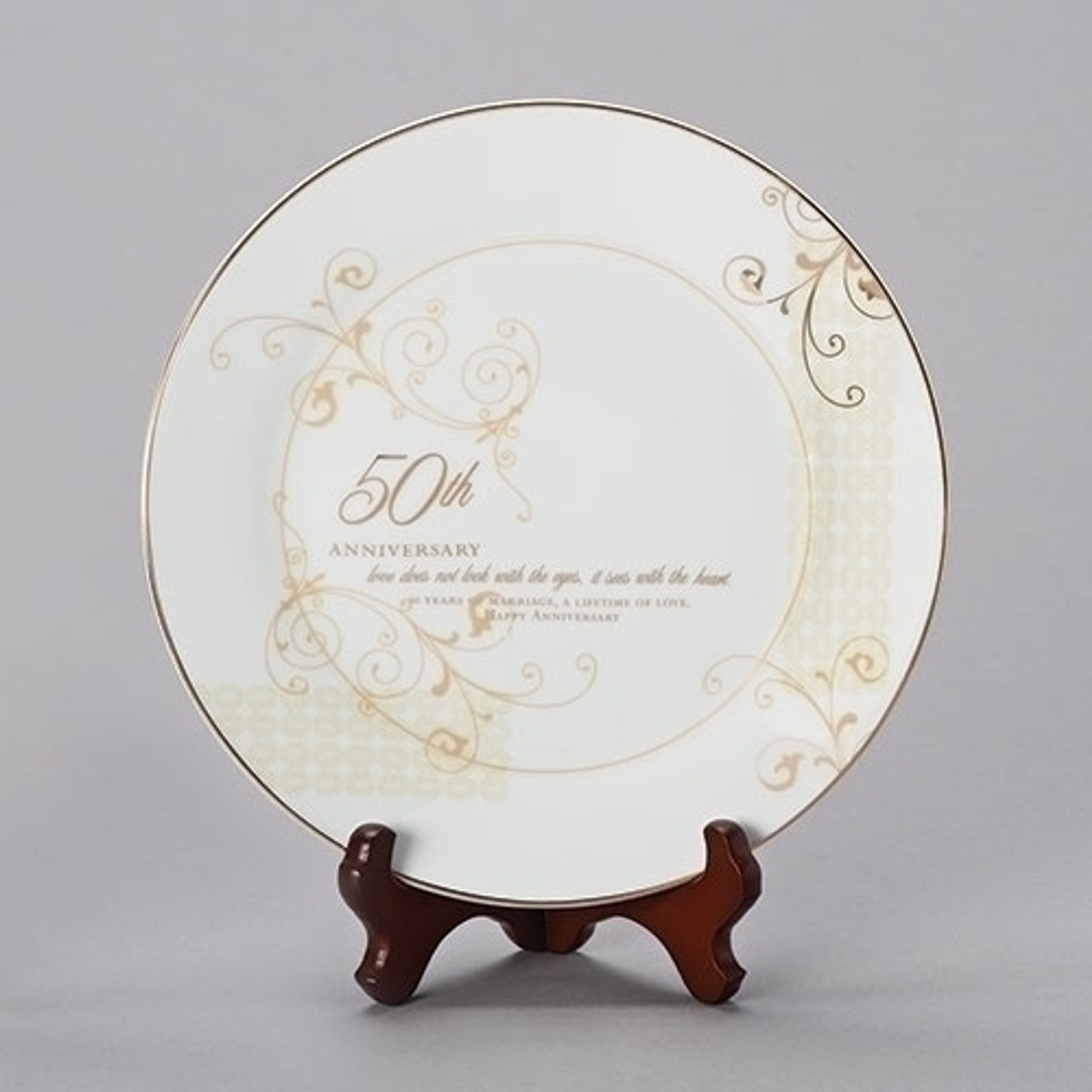 50th Wedding Anniversary Plate with Stand - Giftswithlove,Inc.