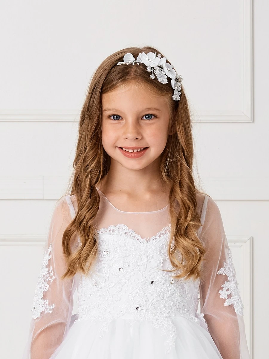 Communion Headpiece, Organza and Rhinestone Floral Headband  display picture 1
