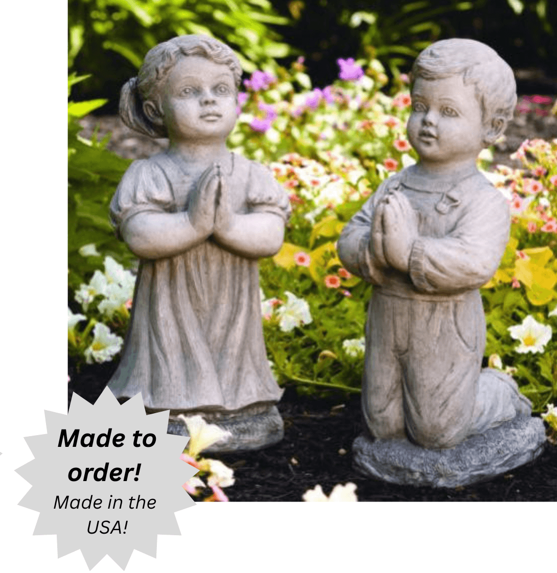 Peaceful Praying Boy or Girl Outdoor Cement Garden Statue - 20 Peaceful Praying Boy or Girl Outdoor Cement Garden Statue - 20