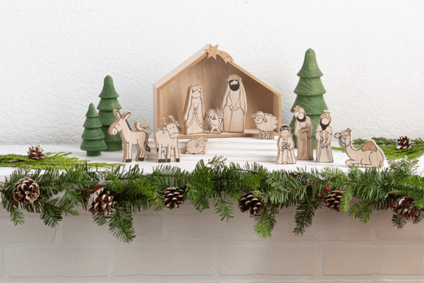 Children Wood Grain Nativity Set