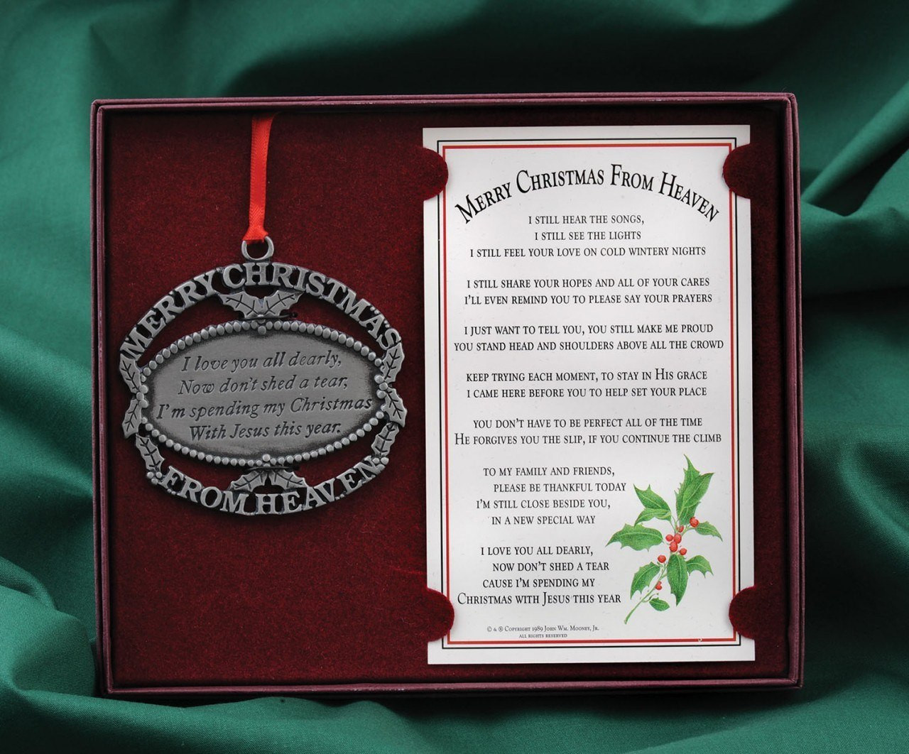 Merry christmas from heaven ornament with bookmark