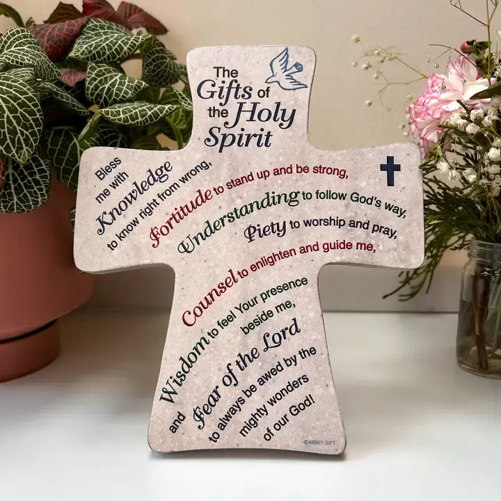 Gifts of the Holy Spirit Standing Cross Plaque 
