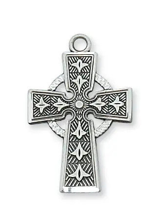 Sterling Silver Small Celtic Cross - 18"
