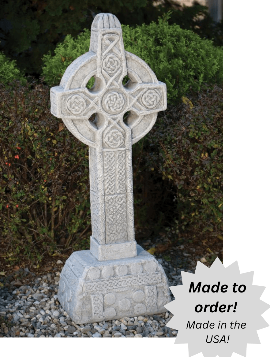 Celtic Cross Outdoor Cement Garden Statue - 44"