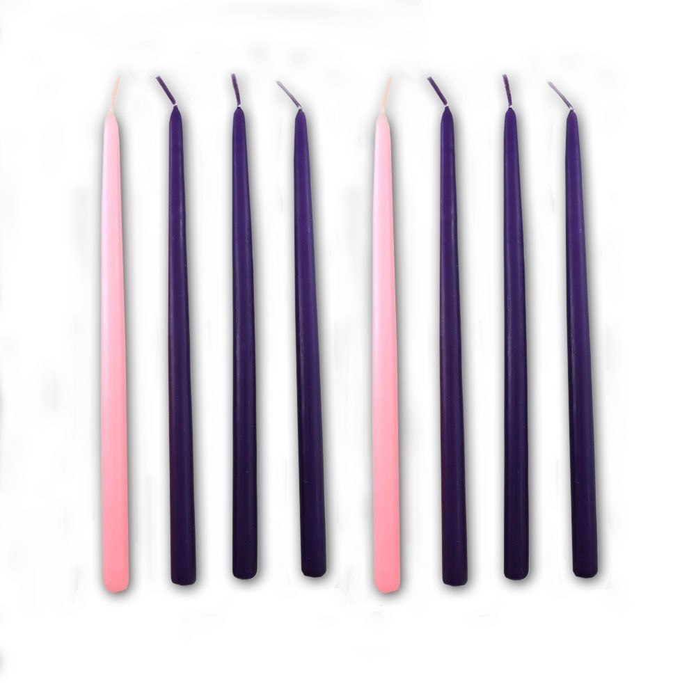 Two sets of Advent Candles laid side by side.
