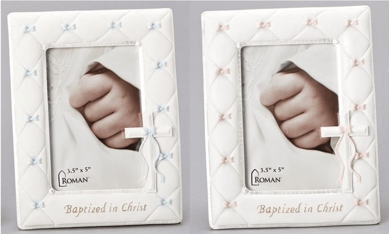 Baptized in Christ Quilted Frame with Cross 
