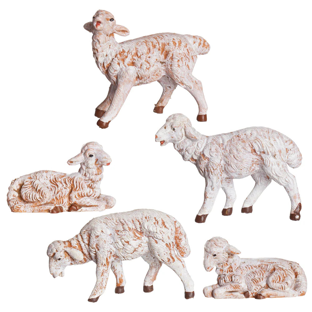 Fontanini Nativity Figures - White Sheep Variety Set - 5"