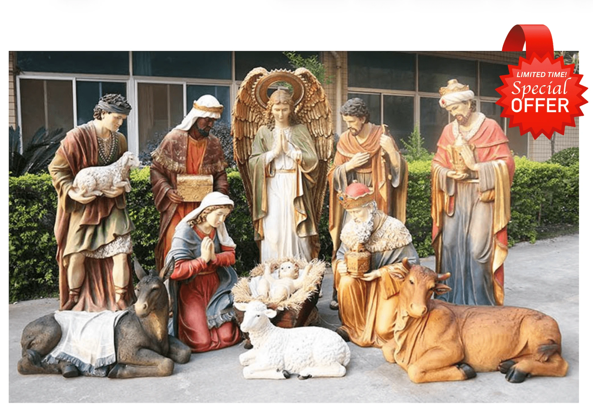 Life-Size 12-Piece Outdoor Nativity Set - 72"