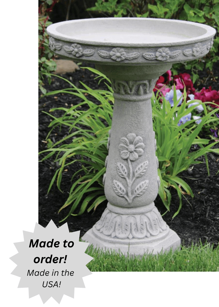 Daisy Outdoor Cement Bird Bath - 27" 